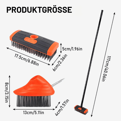 Joint Brush Telescopic Handle Steel Bristles & Three Heads