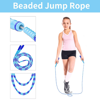Jump Rope Adjustable Length Beaded Chain Ergonomic Handles