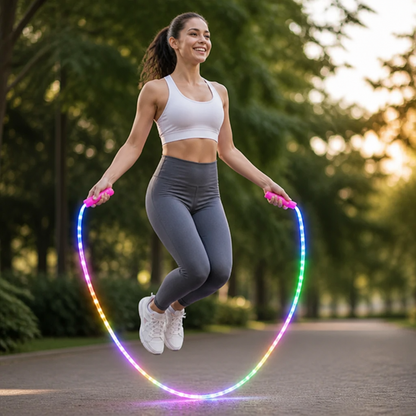 Jump Rope LED Light Adjustable Length & Non-Slip Handles