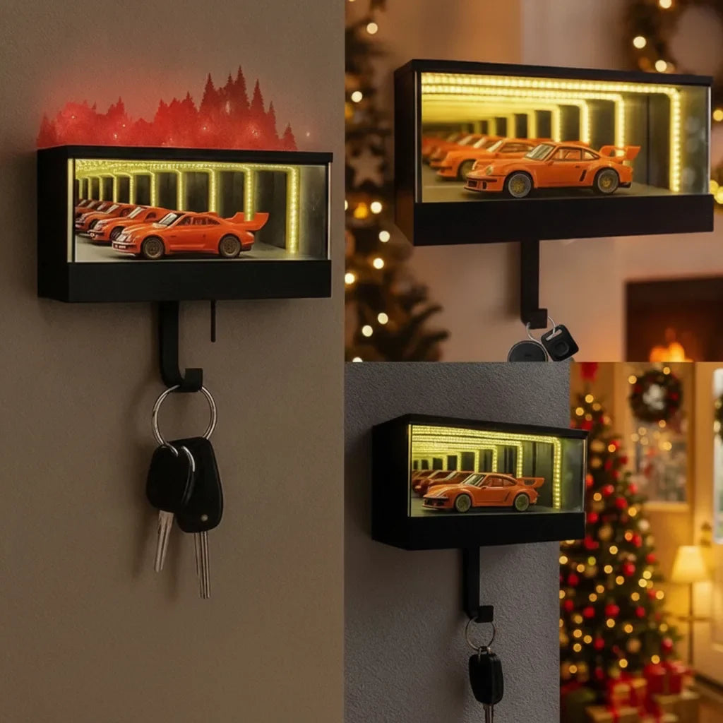 Key Holder Wall-Mounted Infinity Mirror & LED Lighting