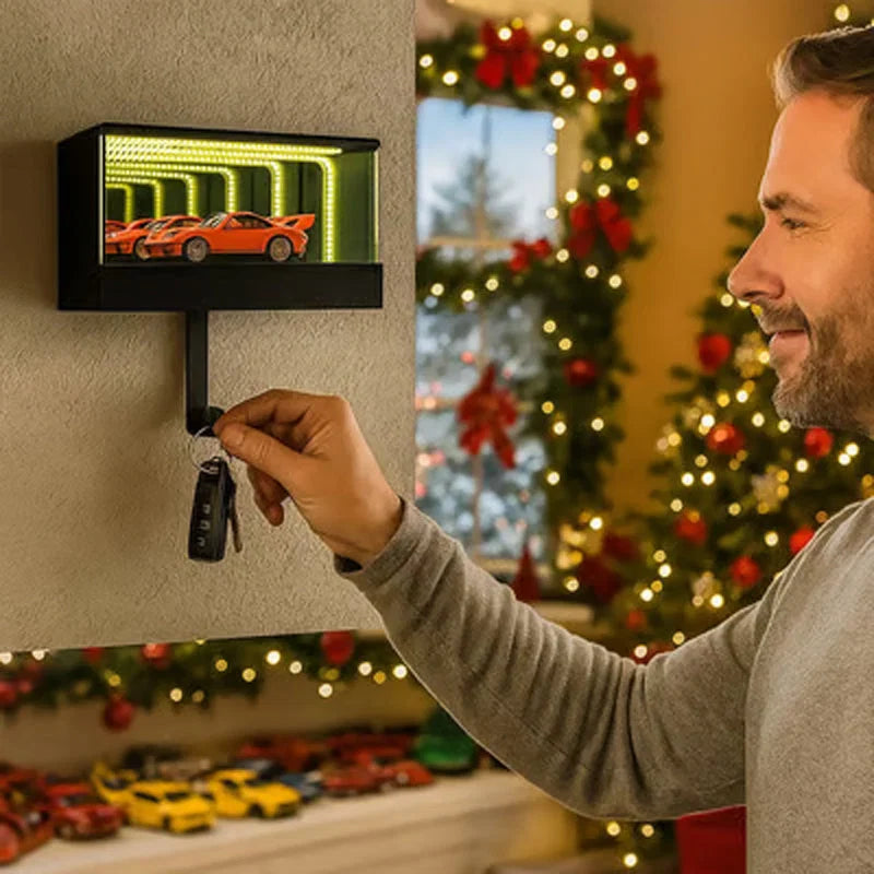 Key Holder Wall-Mounted Infinity Mirror & LED Lighting