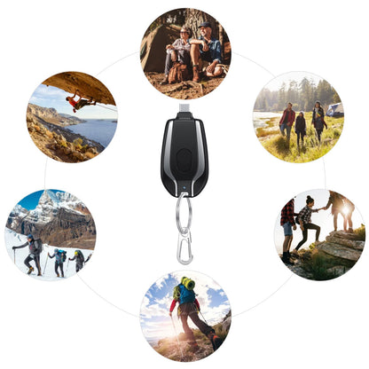 Keychain Power Bank 1500mAh Retractable Connector Waterproof & Shock-Resistant