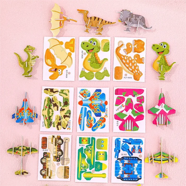Kids 3D Puzzle Set Sturdy Cardboard Pop-Out Pieces