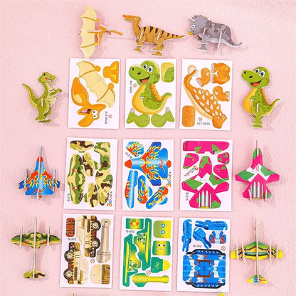 Kids 3D Puzzle Set Sturdy Cardboard Pop-Out Pieces