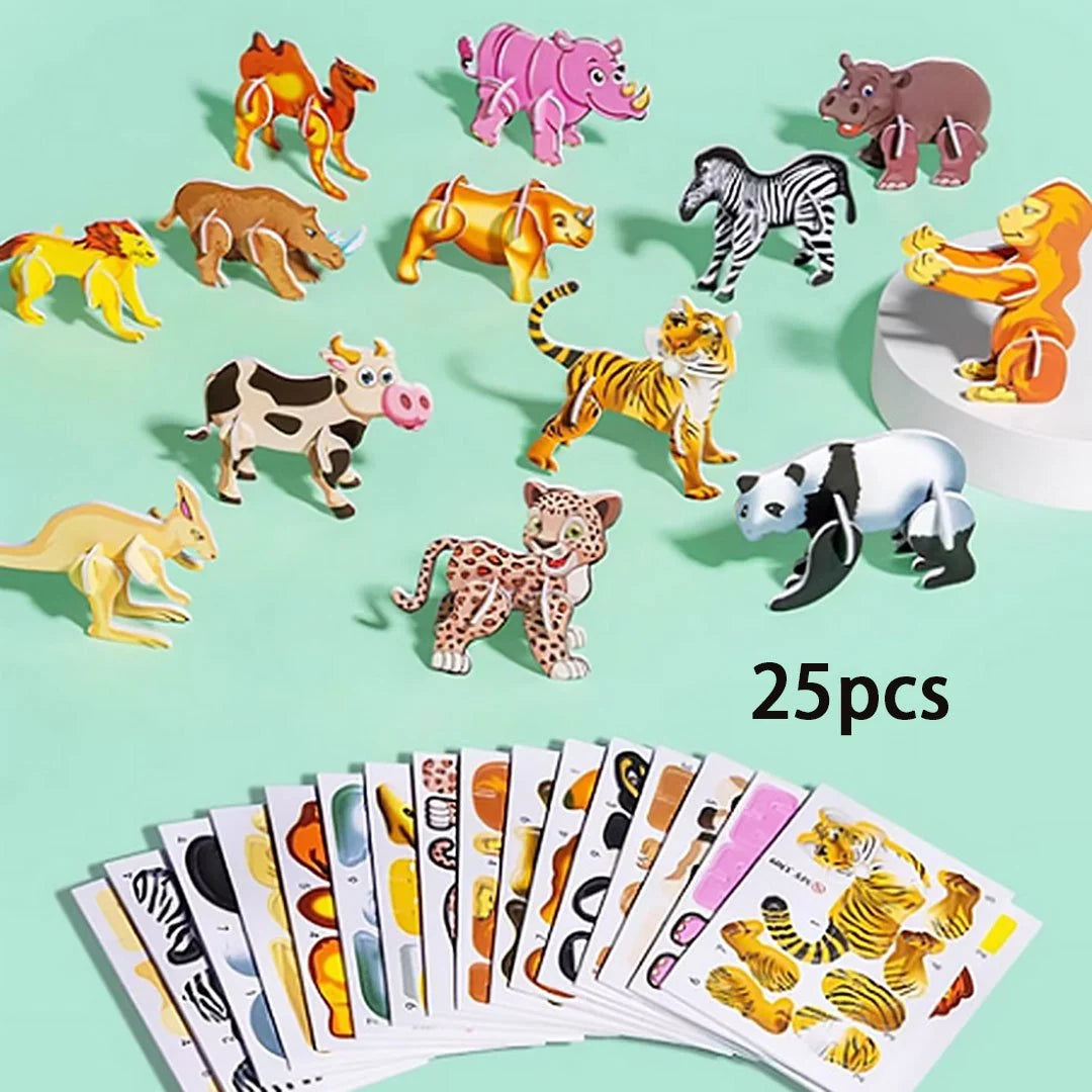Kids 3D Puzzle Set Sturdy Cardboard Pop-Out Pieces
