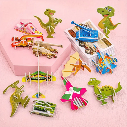 Kids 3D Puzzle Set Sturdy Cardboard Pop-Out Pieces