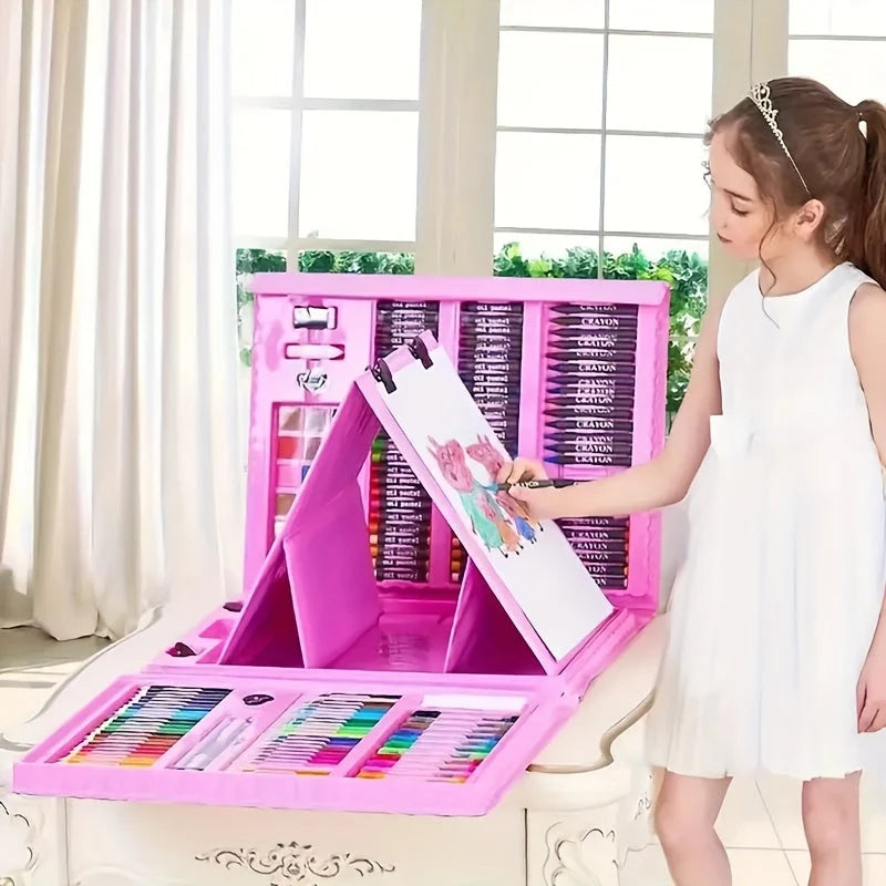 Kids Art Set 208 Piece Foldable Case & Easel