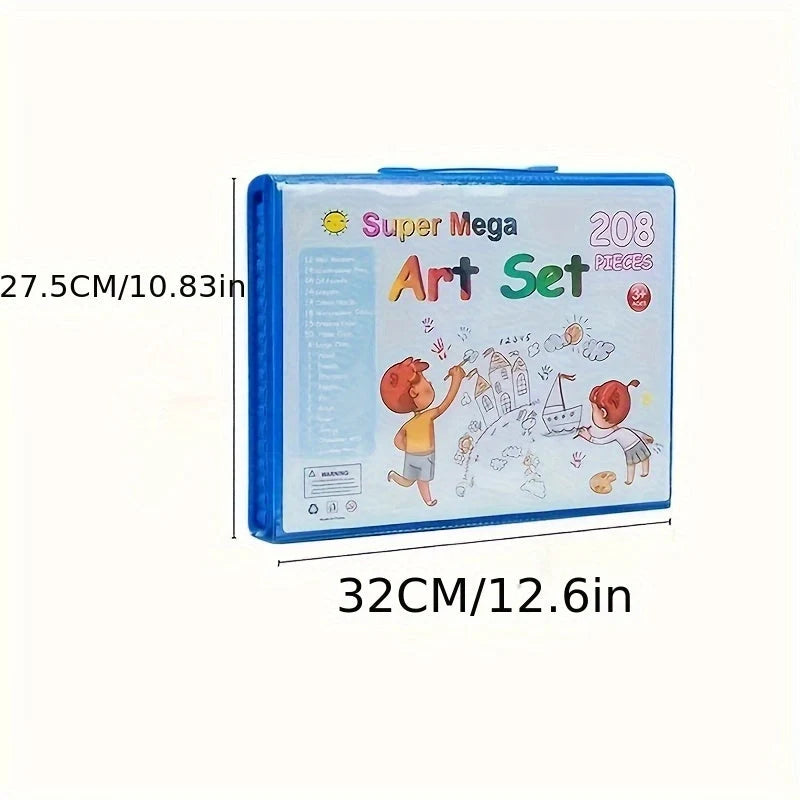 Kids Art Set 208 Piece Foldable Case & Easel