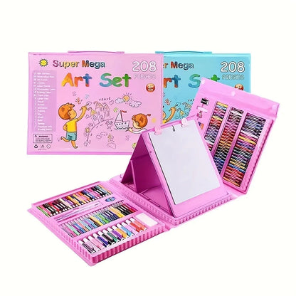 Kids Art Set 208 Piece Foldable Case & Easel