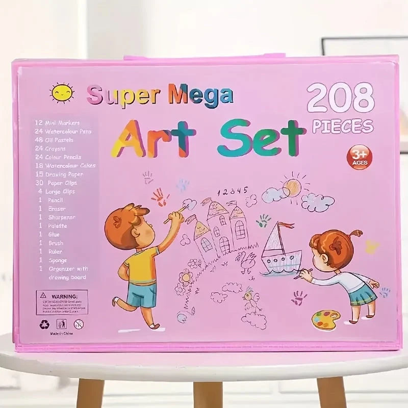 Kids Art Set 208 Piece Foldable Case & Easel