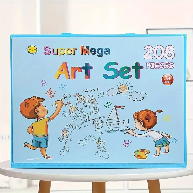 Kids Art Set 208 Piece Foldable Case & Easel