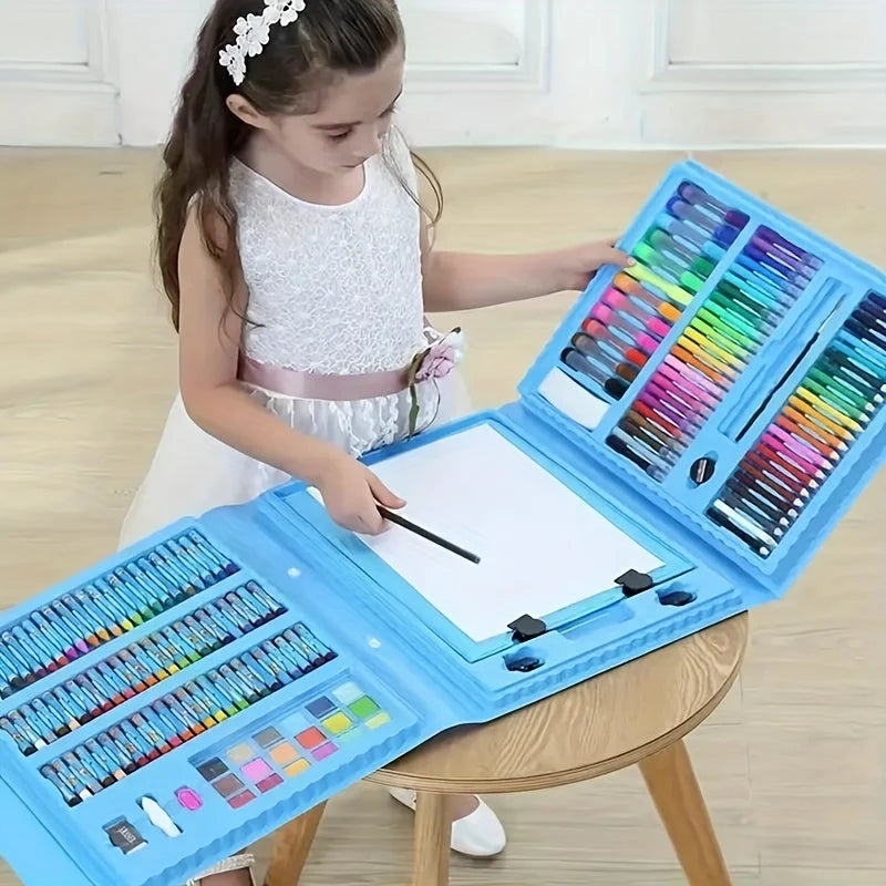 Kids Art Set 208 Piece Foldable Case & Easel
