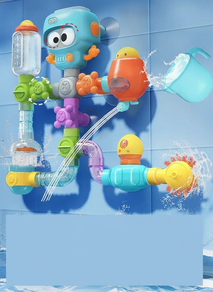 Kids Bath Toy Set Buildable Valves & Waterwheel 21-Piece