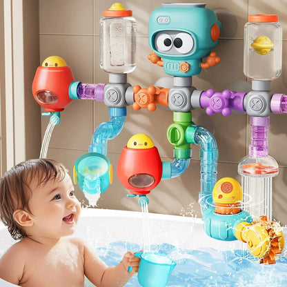Kids Bath Toy Set Buildable Valves & Waterwheel 21-Piece