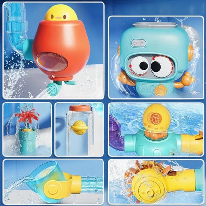 Kids Bath Toy Set Buildable Valves & Waterwheel 21-Piece