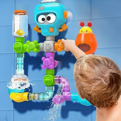 Kids Bath Toy Set Buildable Valves & Waterwheel 21-Piece