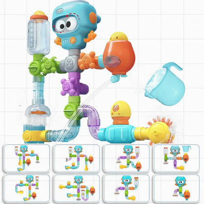 Kids Bath Toy Set Buildable Valves & Waterwheel 21-Piece