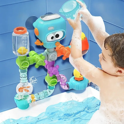 Kids Bath Toy Set Buildable Valves & Waterwheel 21-Piece