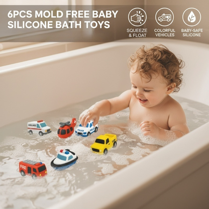 Kids Bath Toy Set Sealed Silicone Mold-Resistant 6-Piece