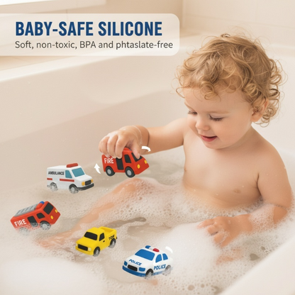 Kids Bath Toy Set Sealed Silicone Mold-Resistant 6-Piece