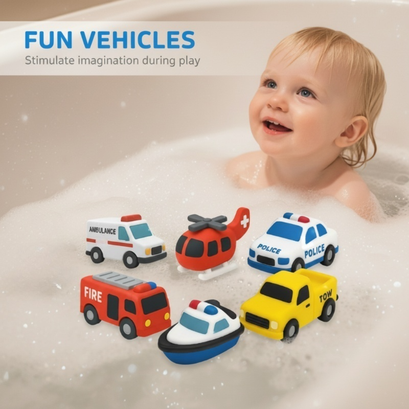 Kids Bath Toy Set Sealed Silicone Mold-Resistant 6-Piece
