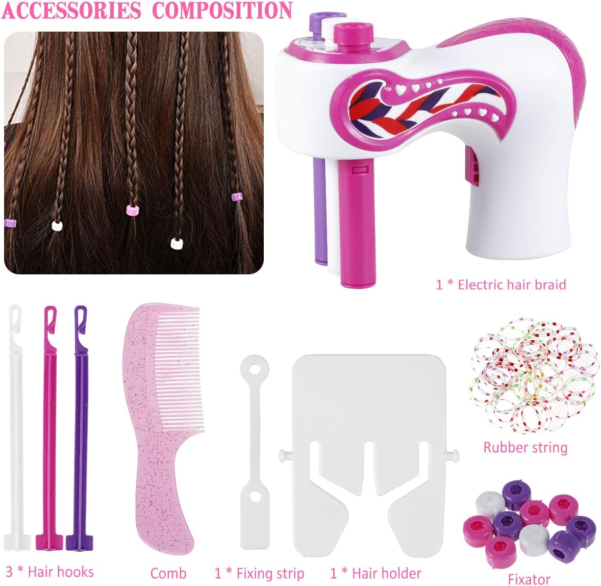 Kids Hair Braider Automatic One-Button Gentle On Hair