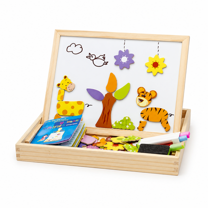 Kids Magnetic Play Board Double-Sided Whiteboard & Chalkboard