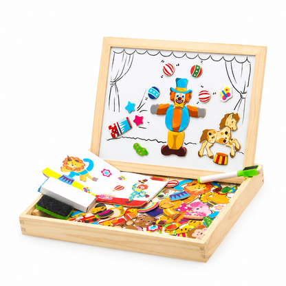 Kids Magnetic Play Board Double-Sided Whiteboard & Chalkboard