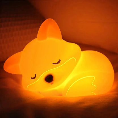 Kids Night Light Fox Soft Silicone USB Rechargeable Timer