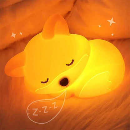 Kids Night Light Fox Soft Silicone USB Rechargeable Timer