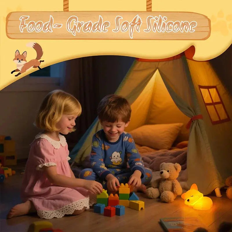 Kids Night Light Fox Soft Silicone USB Rechargeable Timer
