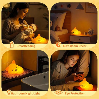 Kids Night Light Fox Soft Silicone USB Rechargeable Timer
