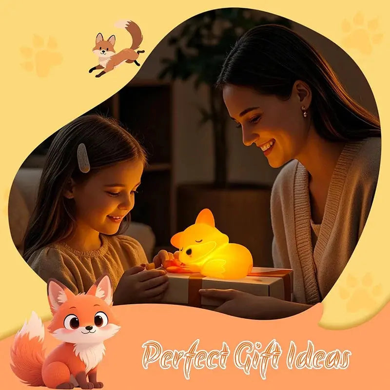 Kids Night Light Fox Soft Silicone USB Rechargeable Timer