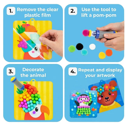 Kids Pom-Pom Kit 600 Multicolor Mess-Free