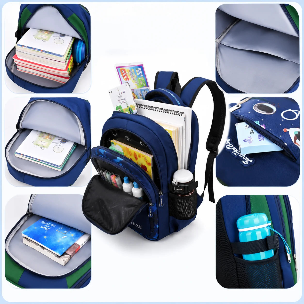 Kids School Backpack Astronaut Motif Water-Resistant & Padded Straps