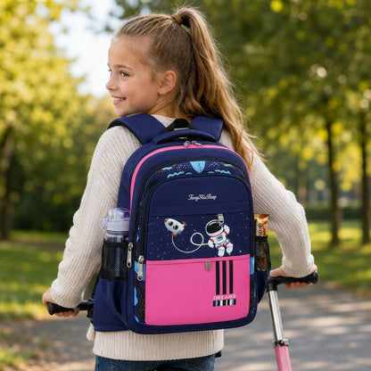 Kids School Backpack Astronaut Motif Water-Resistant & Padded Straps