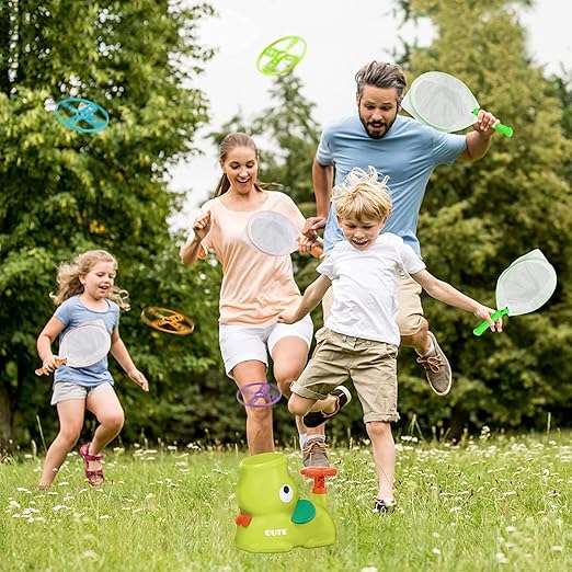 Kids Throwing Game Pedal Launcher & Soft Catch Nets