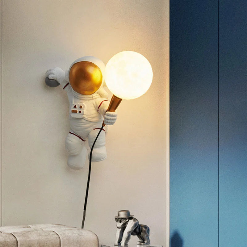 Kids Wall Light Astronaut Moon Glare-Free LED