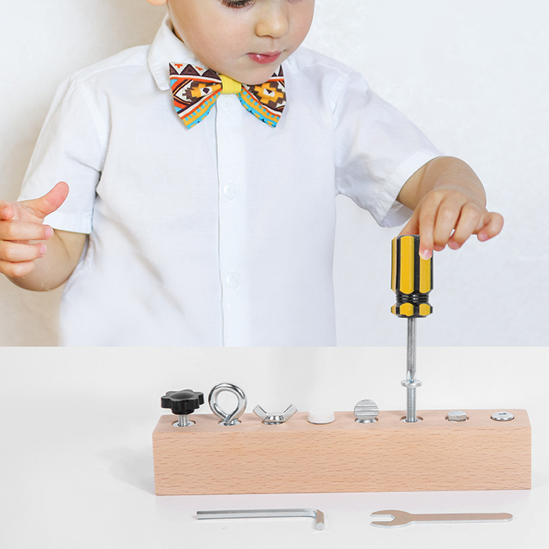 Kids Wooden Screw Board 8 Fastener Types Includes Tools