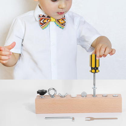 Kids Wooden Screw Board 8 Fastener Types Includes Tools