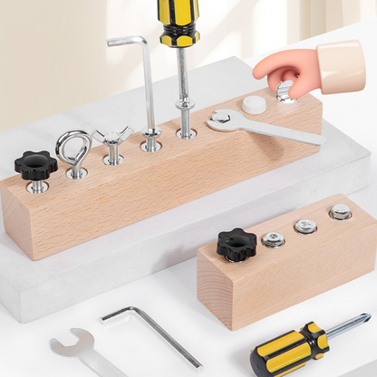 Kids Wooden Screw Board 8 Fastener Types Includes Tools