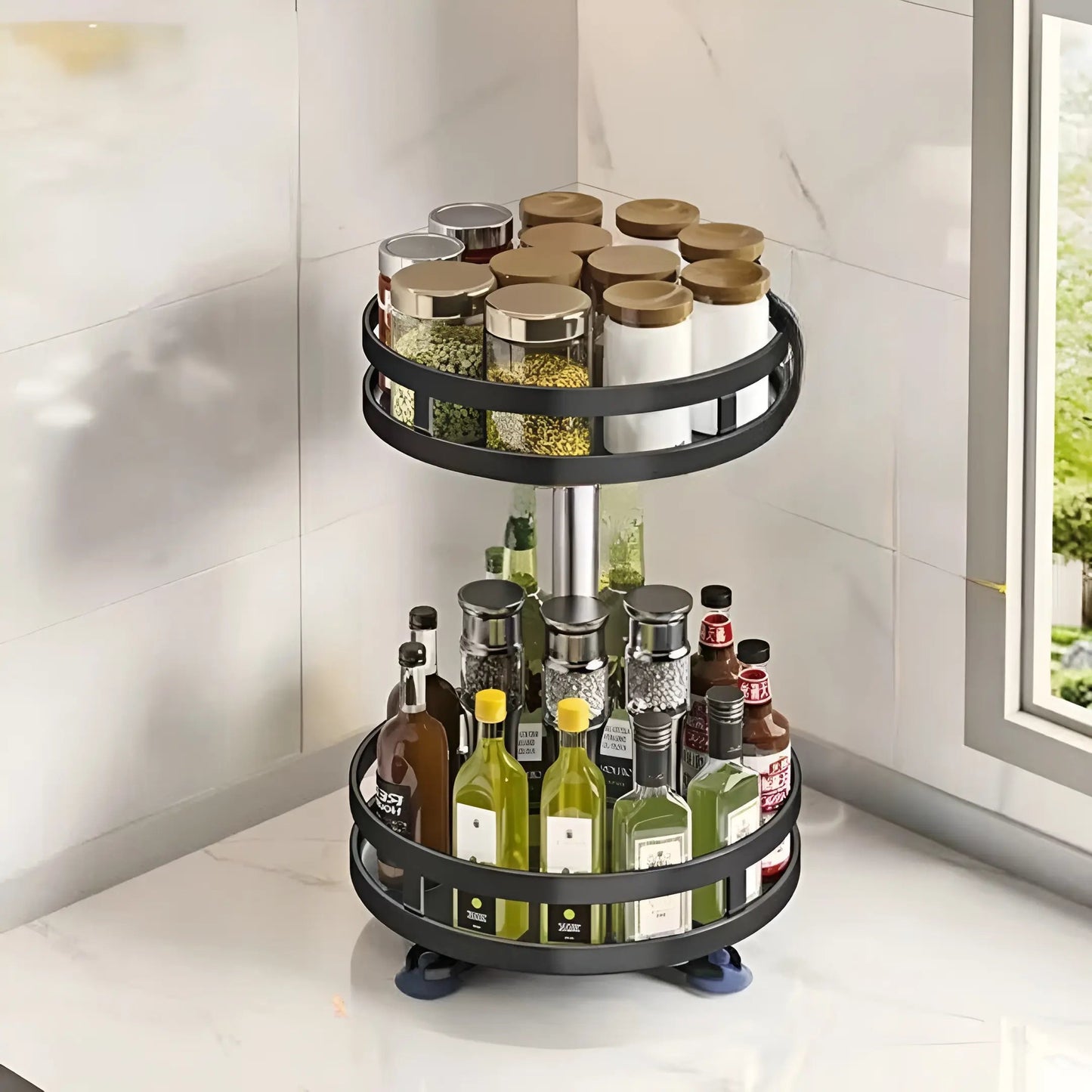 Kitchen Cabinet Organizer 360° Rotating Multi-Tier Space-Saving