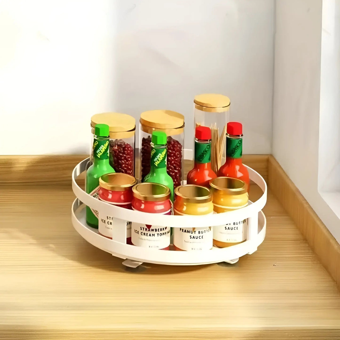 Kitchen Cabinet Organizer 360° Rotating Multi-Tier Space-Saving