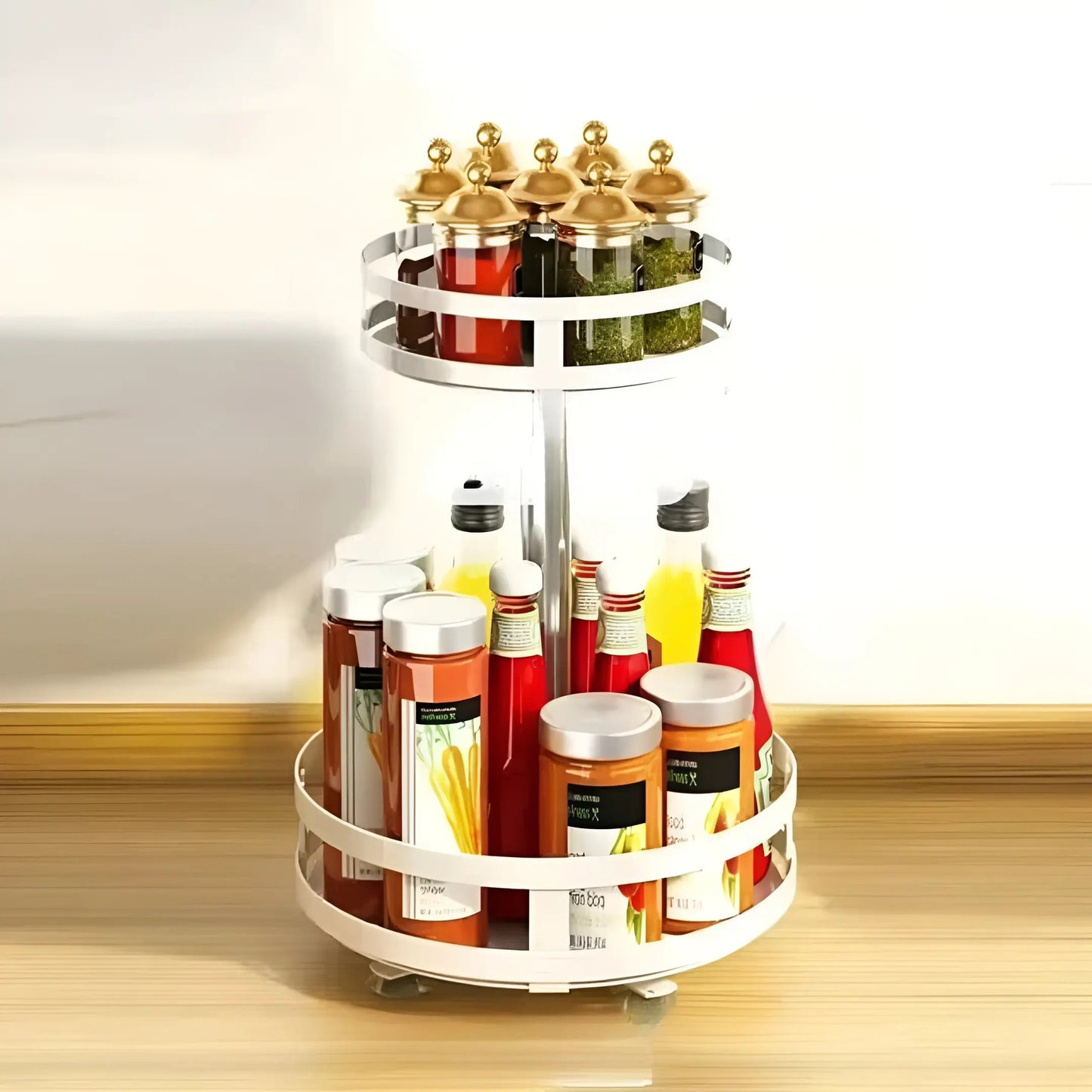 Kitchen Cabinet Organizer 360° Rotating Multi-Tier Space-Saving