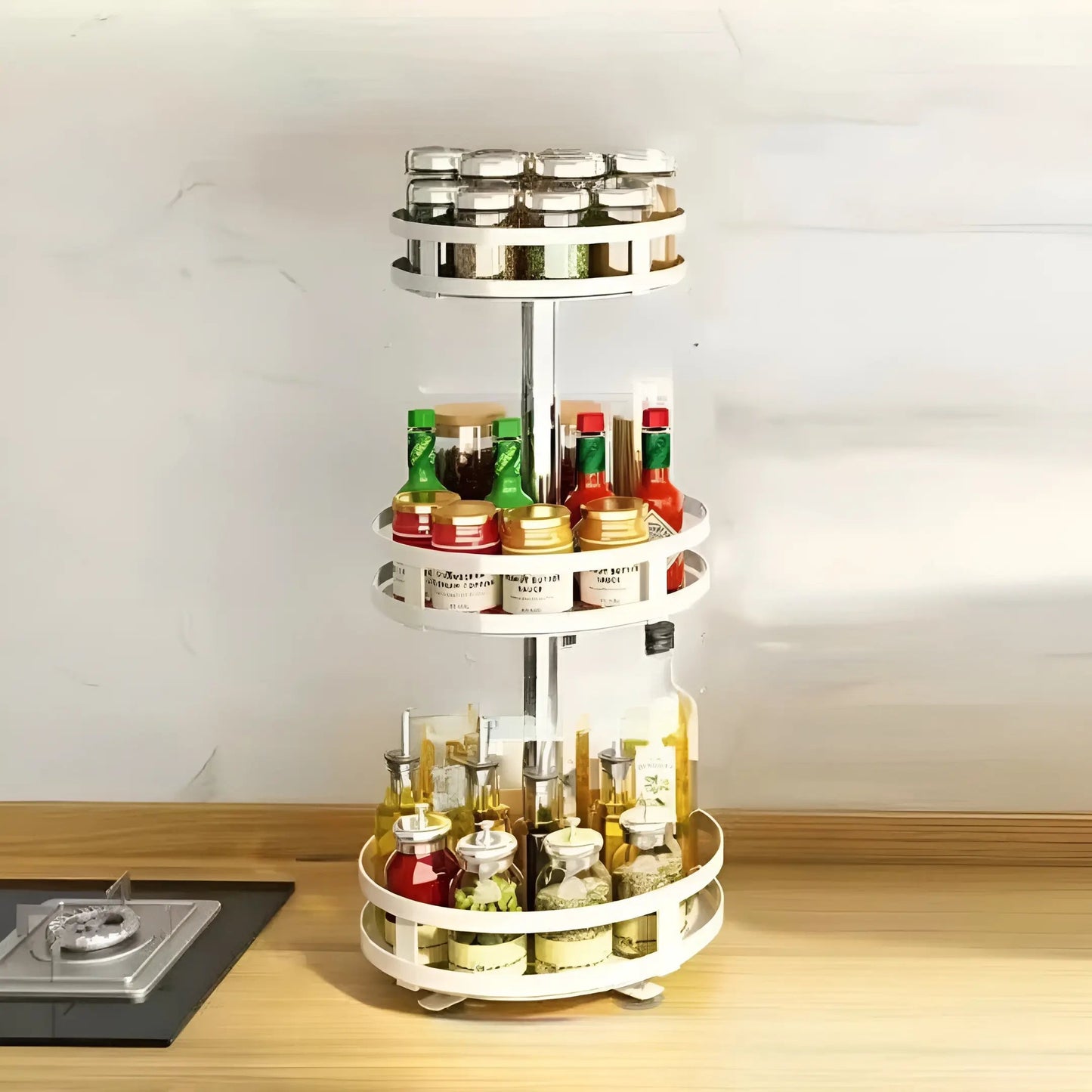 Kitchen Cabinet Organizer 360° Rotating Multi-Tier Space-Saving