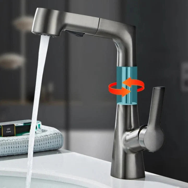 Kitchen Faucet 360° Swivel Pull-Out Spray Stainless Steel