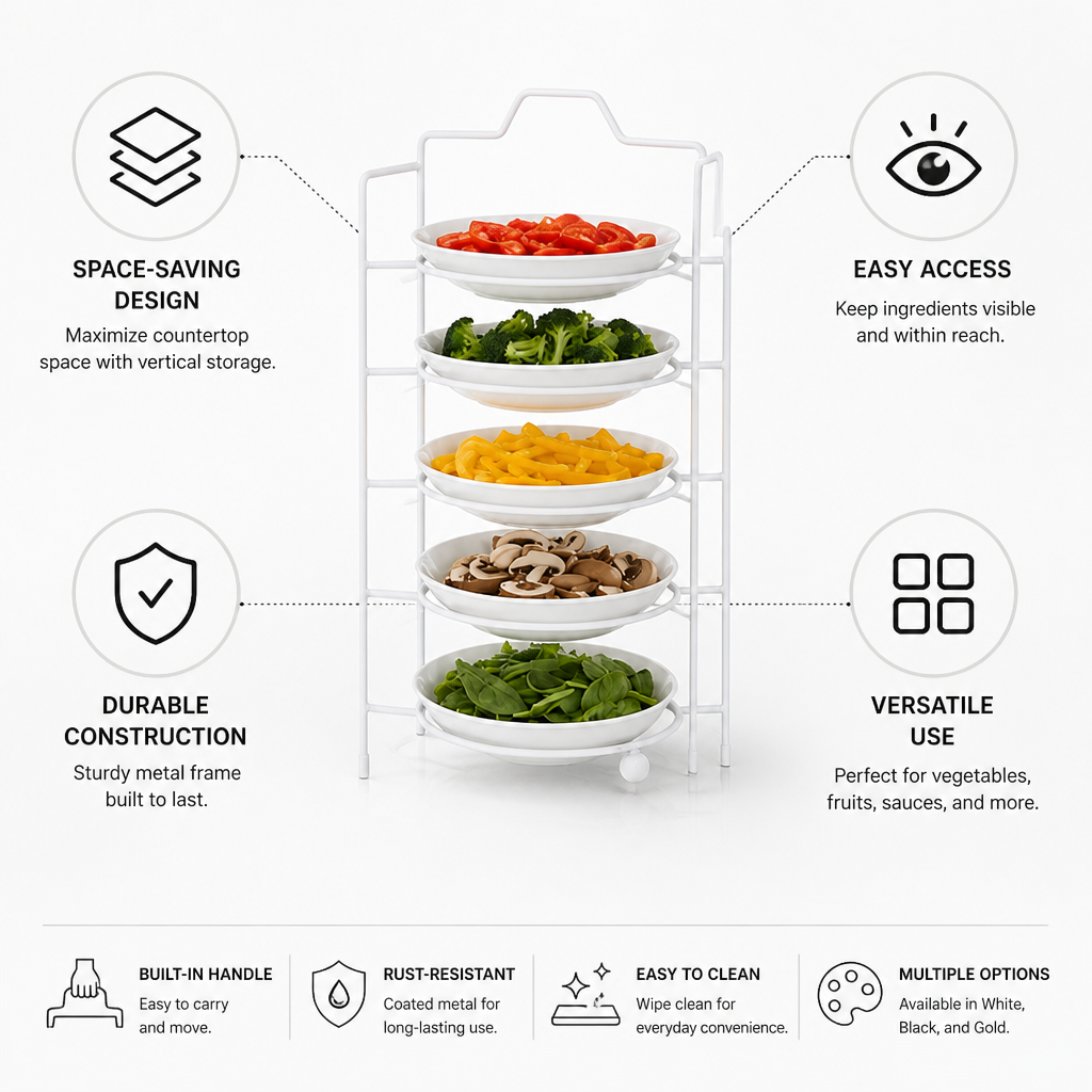 Kitchen Prep Rack Space-Saving Multi-Tier Metal