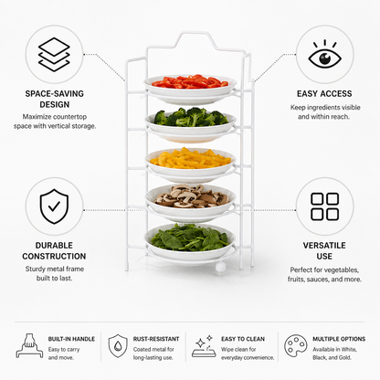 Kitchen Prep Rack Space-Saving Multi-Tier Metal