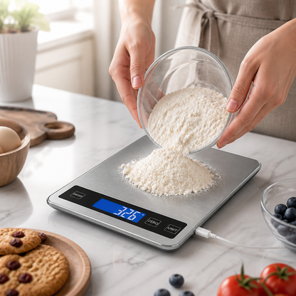 Kitchen Scale Waterproof Stainless Steel USB Rechargeable