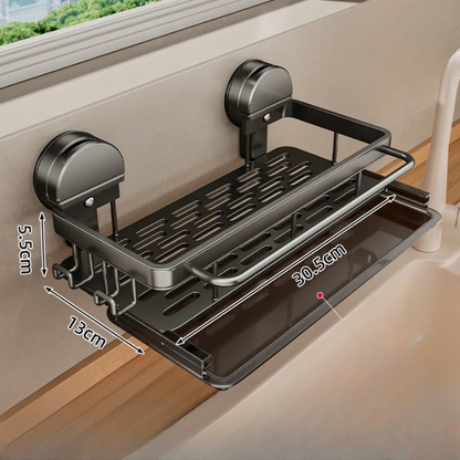 Kitchen Sink Shelf Suction Mount Open Grid Removable Tray